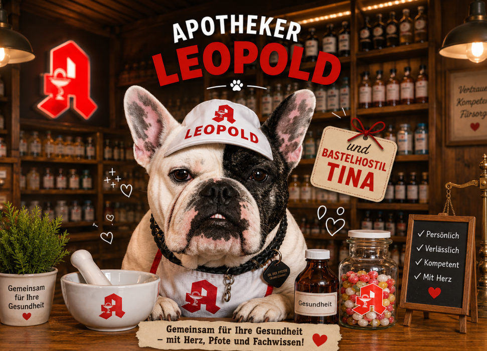 Apothekenhund Leopold in der Linden-Apotheke in Öschelbronn