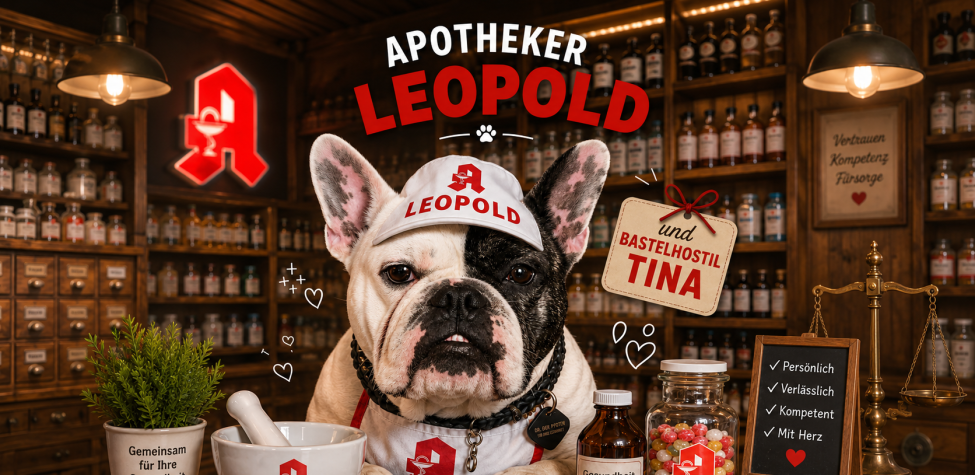 Apothekenhund Leopold in der Linden-Apotheke in Öschelbronn