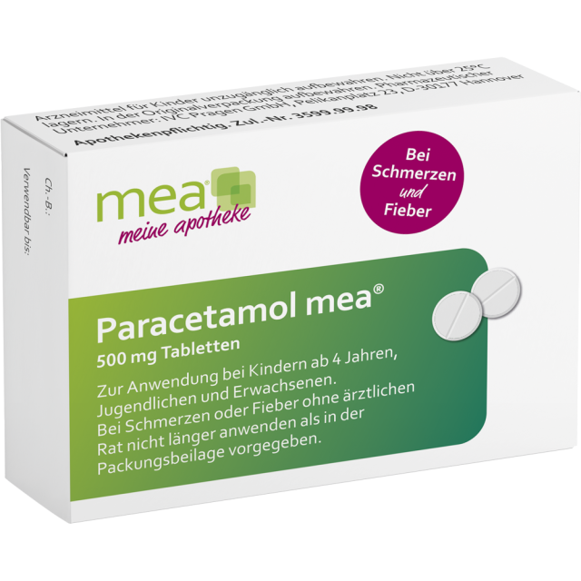Produktabbildung: PARACETAMOL mea 500 mg Tabletten von Sanacorp Pharmahandel GmbH