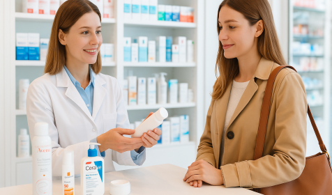 Kosmetikberatung einer jungen Frau in der Linden-Apotheke - KI‑generiert