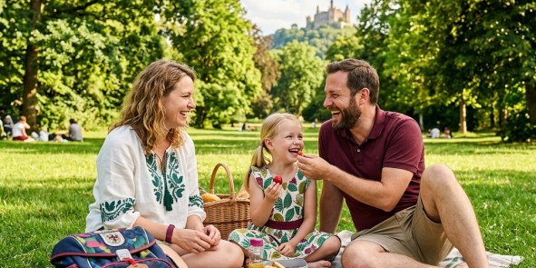 Familie macht Picknick in einem Park