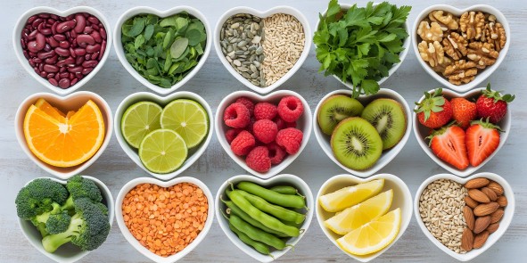 Schälchen mit Gemüse und Früchten - KI generiert