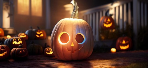 Halloween Bild mit mehreren Kürbisen